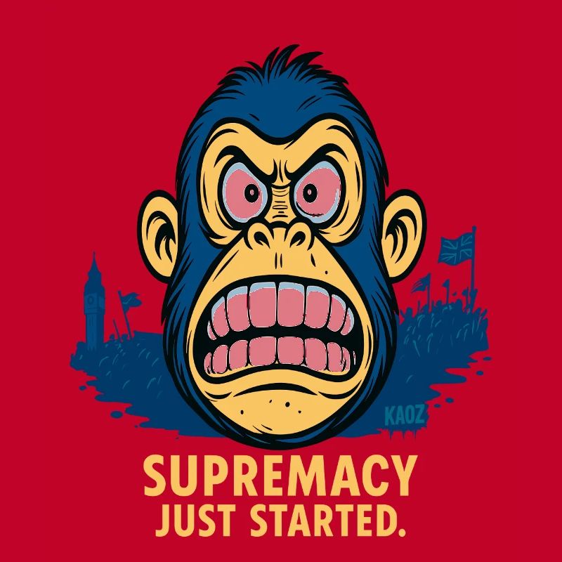 Angry monkey with crowd