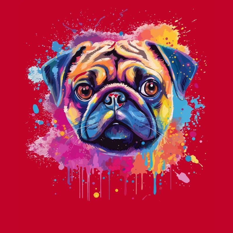 Vibrant Pug Splash Portrait