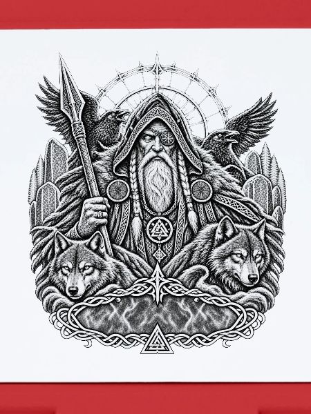  Odin mit Wölfen