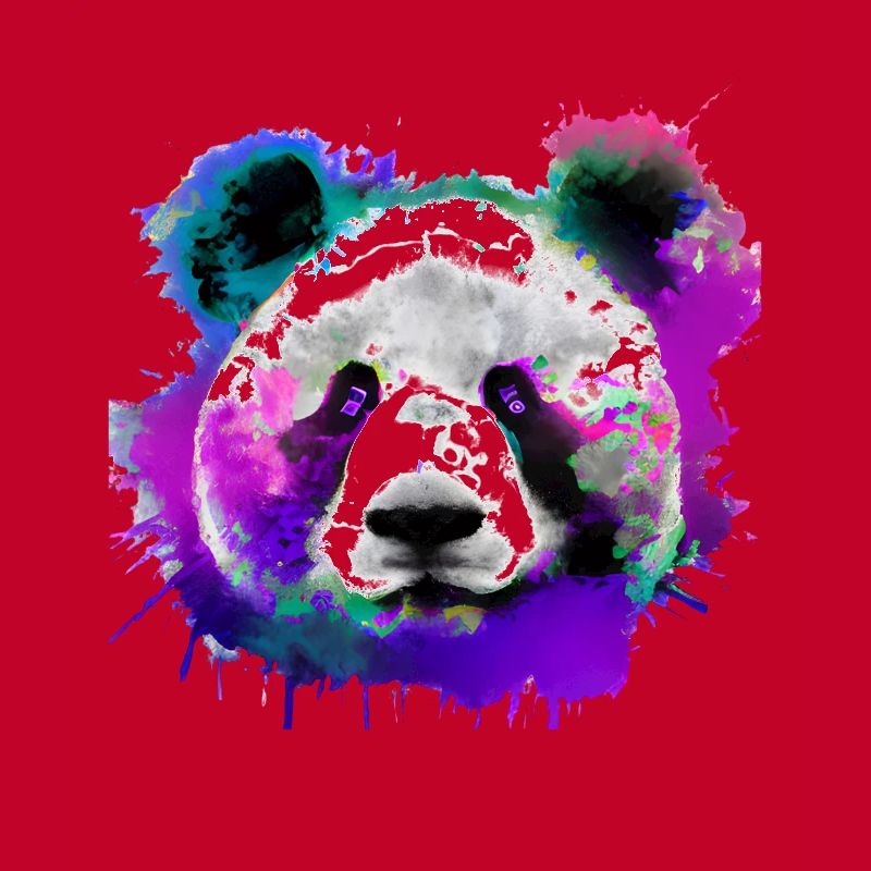 Farbenfroher Panda mit Spritzern