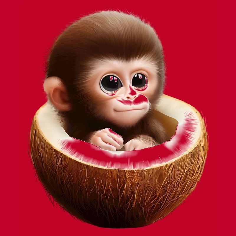 Monkey in a coconut