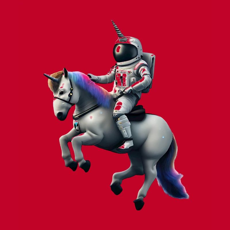 Astronaute sur licorne avec casque de licorne