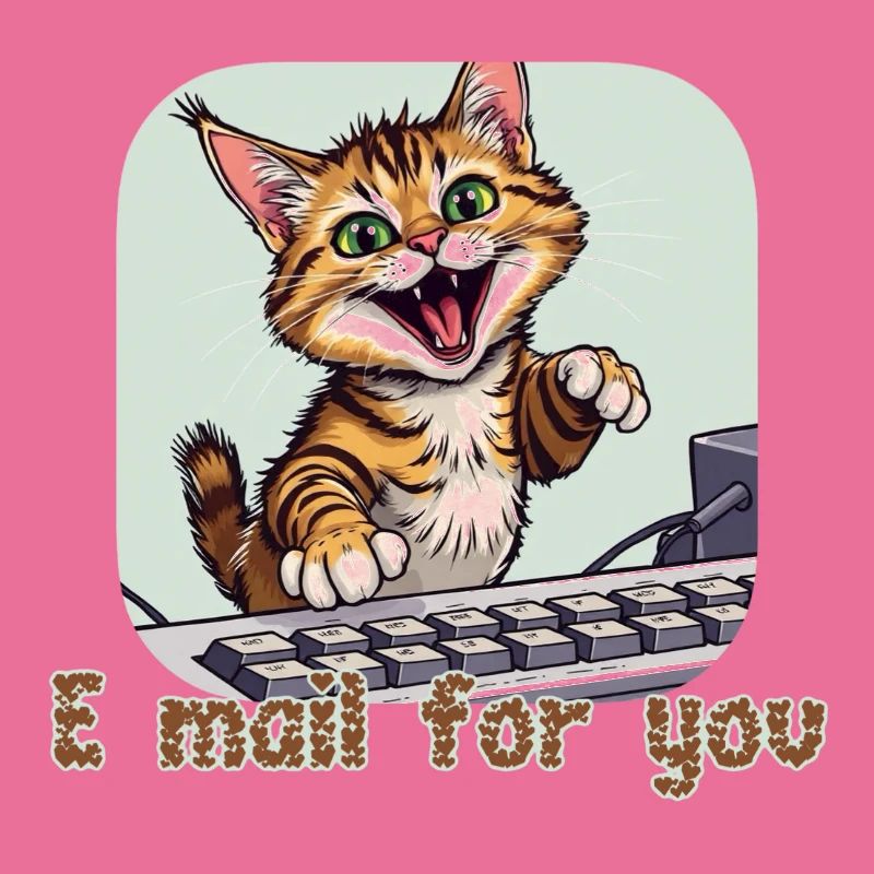 Cat composition: Mail kitten on the PC