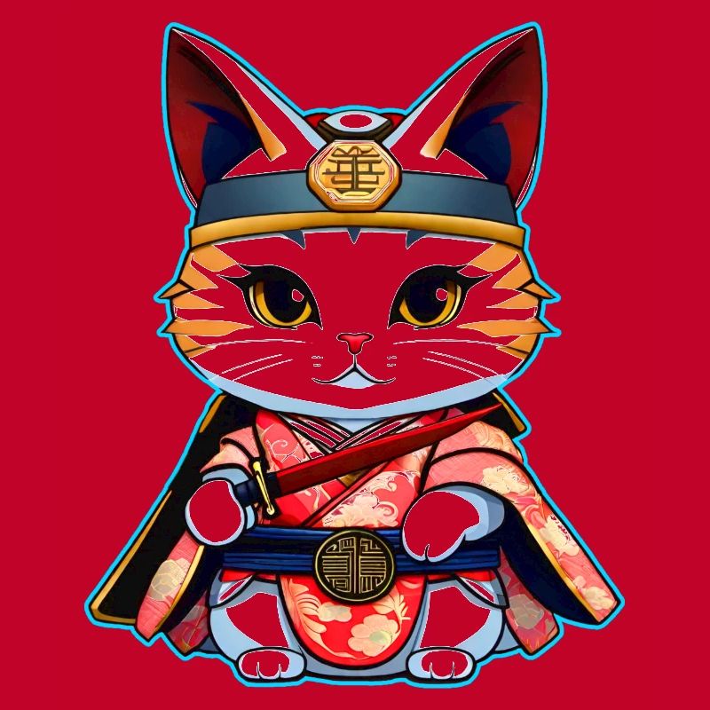 Mignon chat samouraï