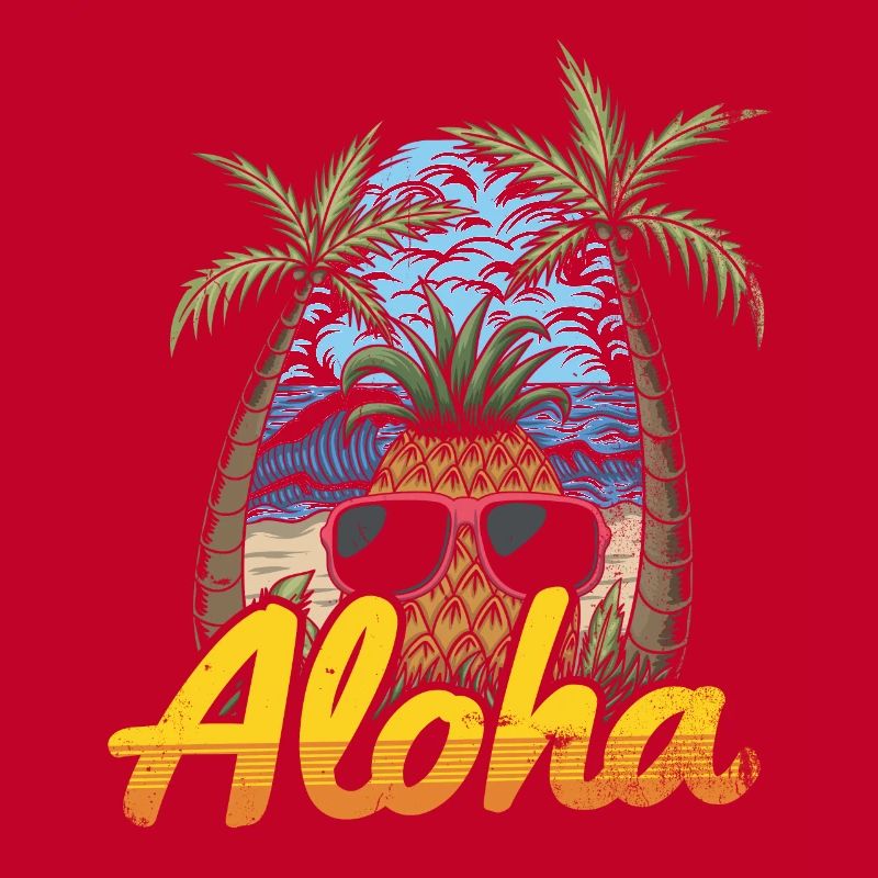 Aloha Pineapple And Pine Tree Design For The Beach