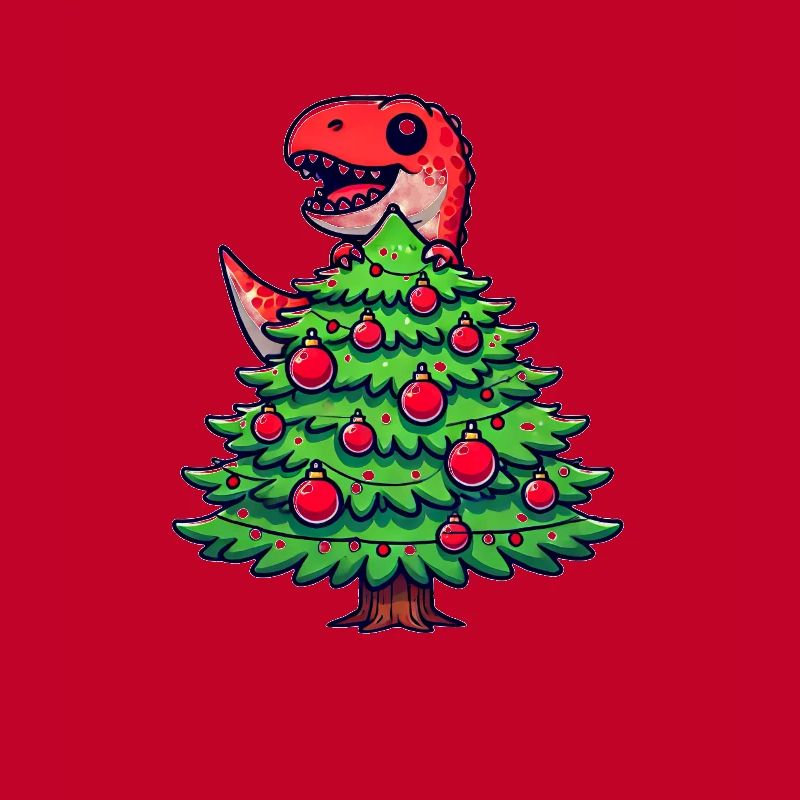 Cute Comic T-Rex Christmas