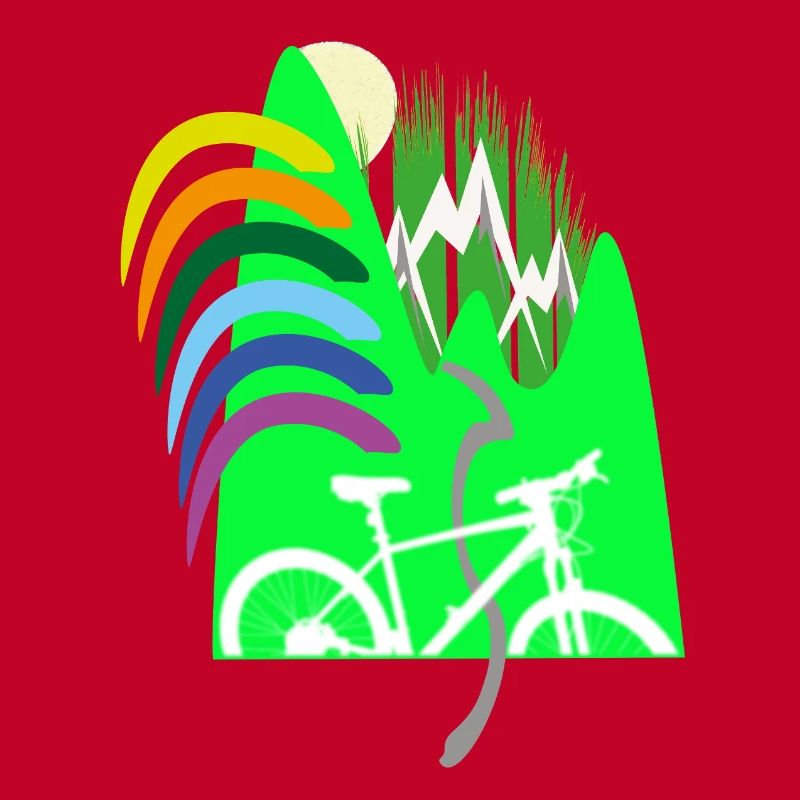 Cycle path mountains rainbow