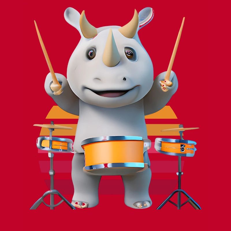 Drum-playing rhinoceros