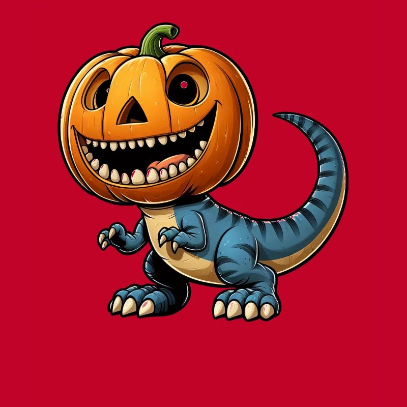 Halloween T-Rex Dinosaur Funny Whimsical Comic