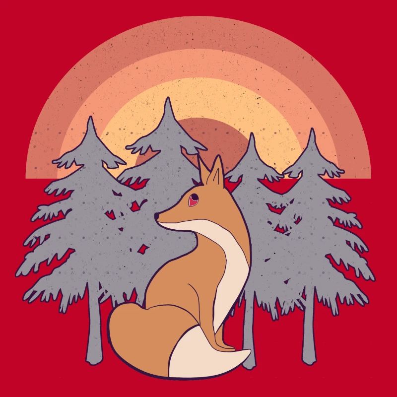 Fuchs im Wald mit Regenbogen