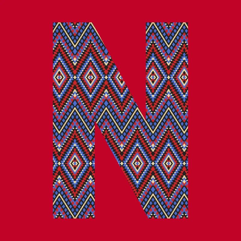 Monogram Letter N- geometric pattern