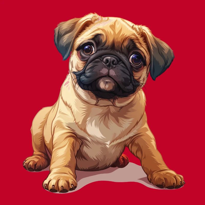 Chiot carlin assis