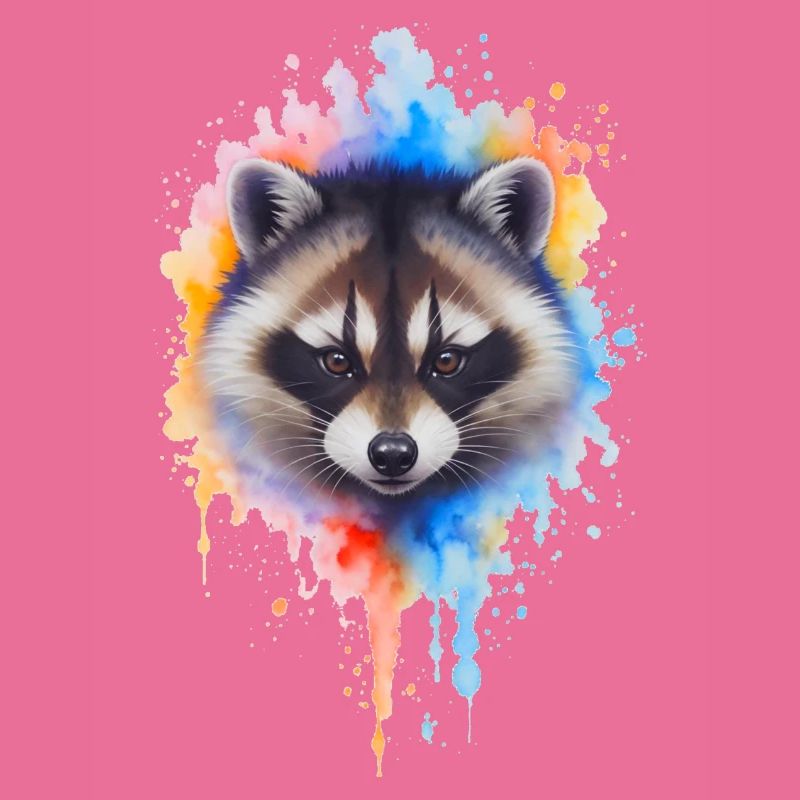 Explosion de couleurs aquarelle de raton laveur