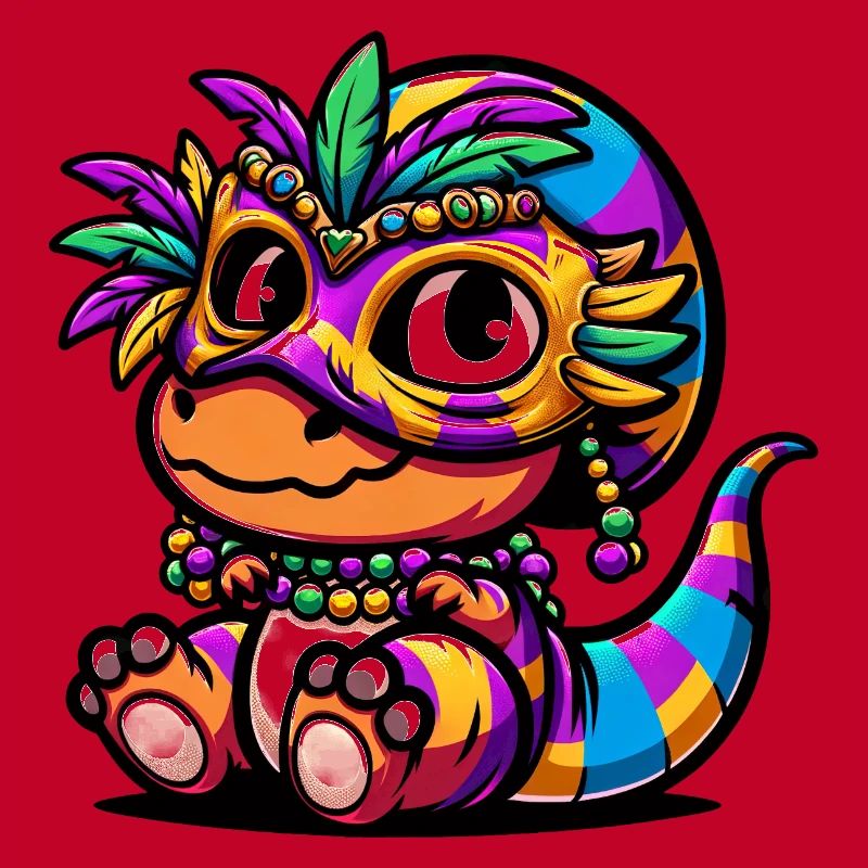 Mardi Gras Dino T-Rex : Masque de carnaval et perles