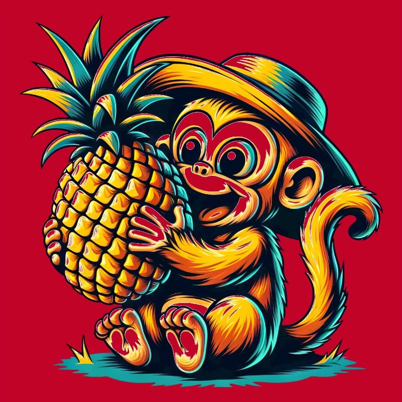 Monkey Chimpanzee Pineapple Comic Fruity Sweet