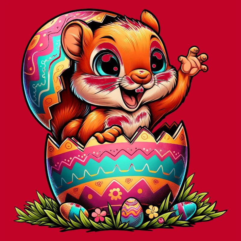 Easter Squirrel with Easter Egg: Adorable