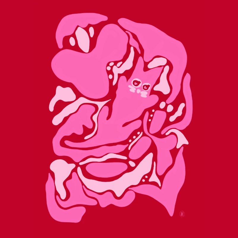 Chat rose abstrait