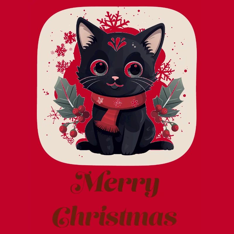 Joyeux Noël de chat noir mignon