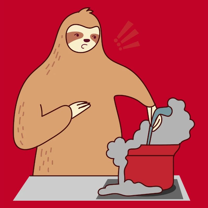 Sloth Cooking Falling Asleep Ironic Cute Sloth