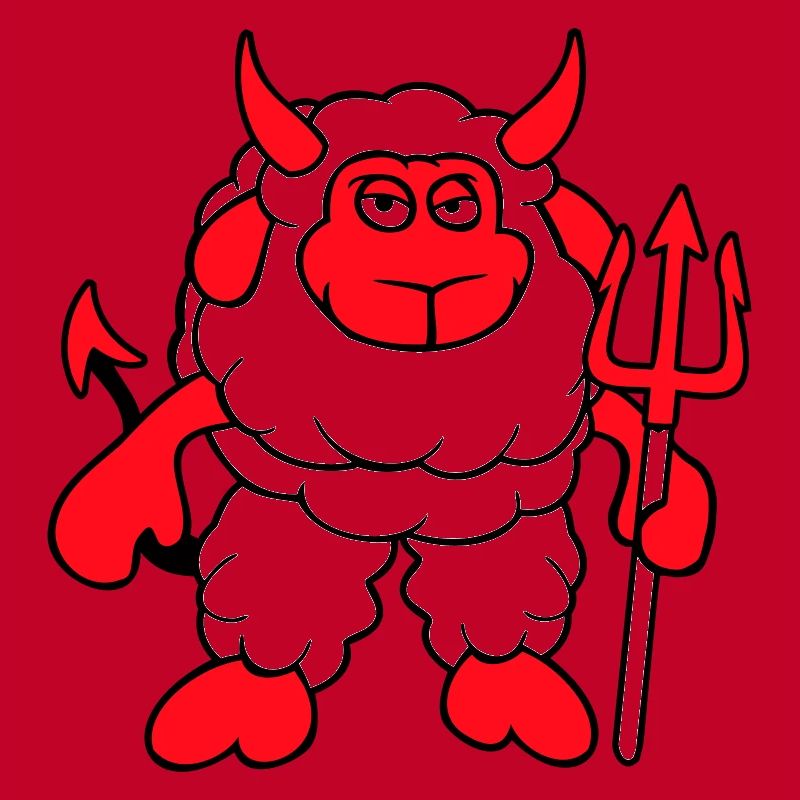 Sheep Devil Satan Hell Evil Trident Horns Cool