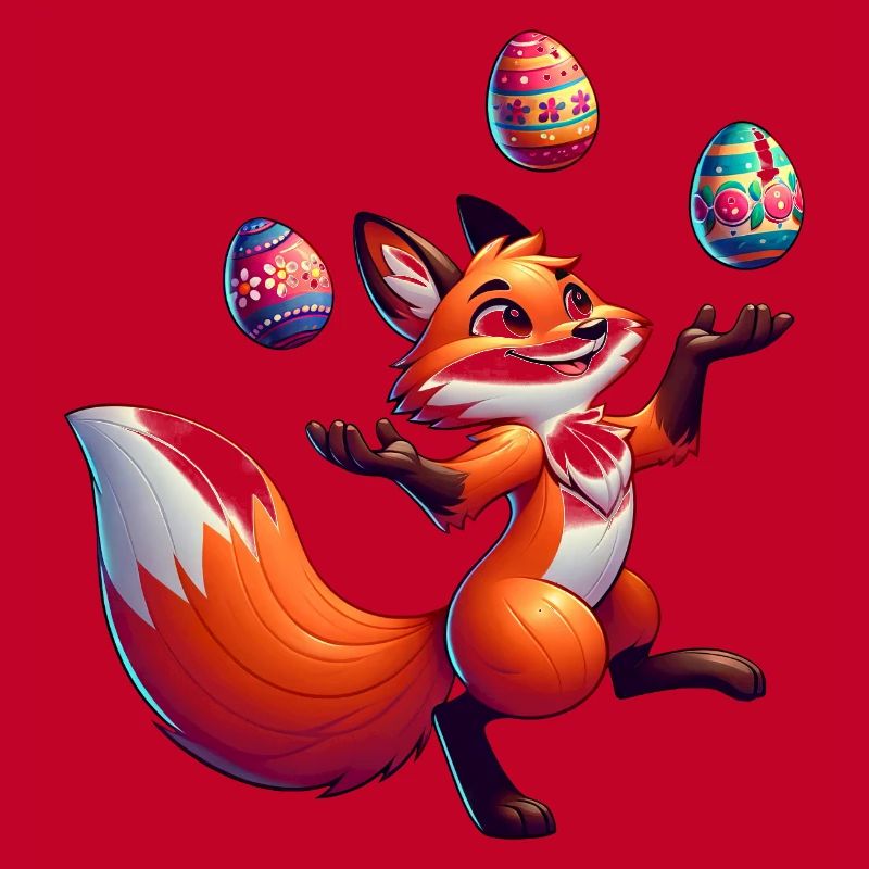 Easter Fox Juggler with Eggs