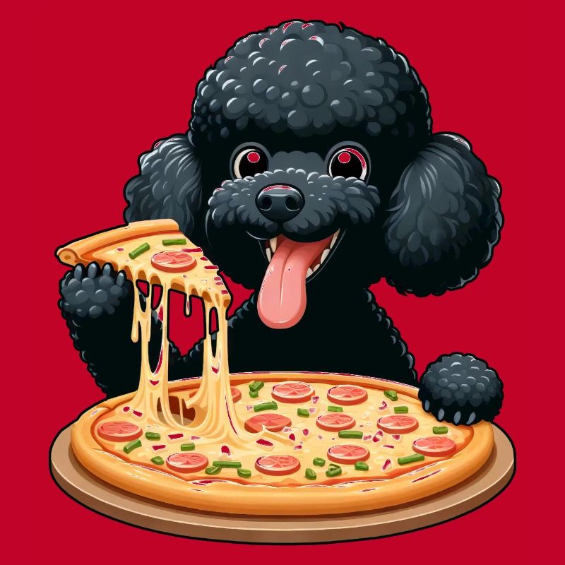 Caniche comique avec pizza