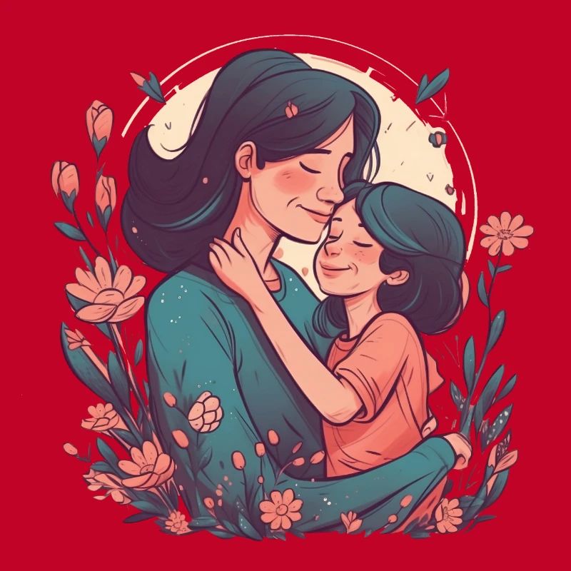 Wunderschönes Muttertagsdesign, Kind umarmt Mutter