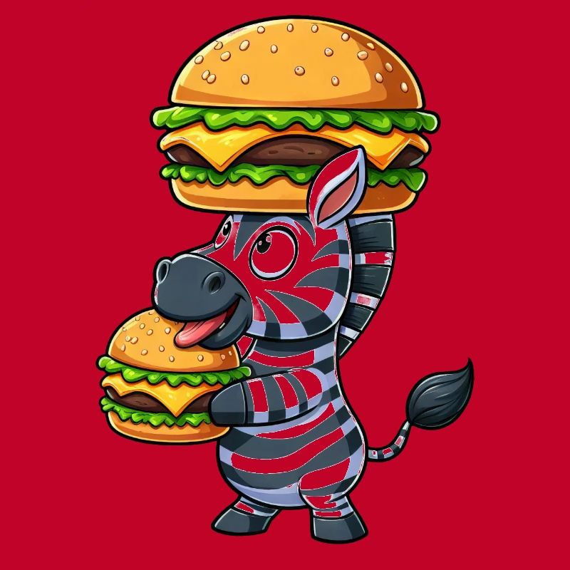 Whimsical Zebra Hamburger Fast Food Cheeseburger
