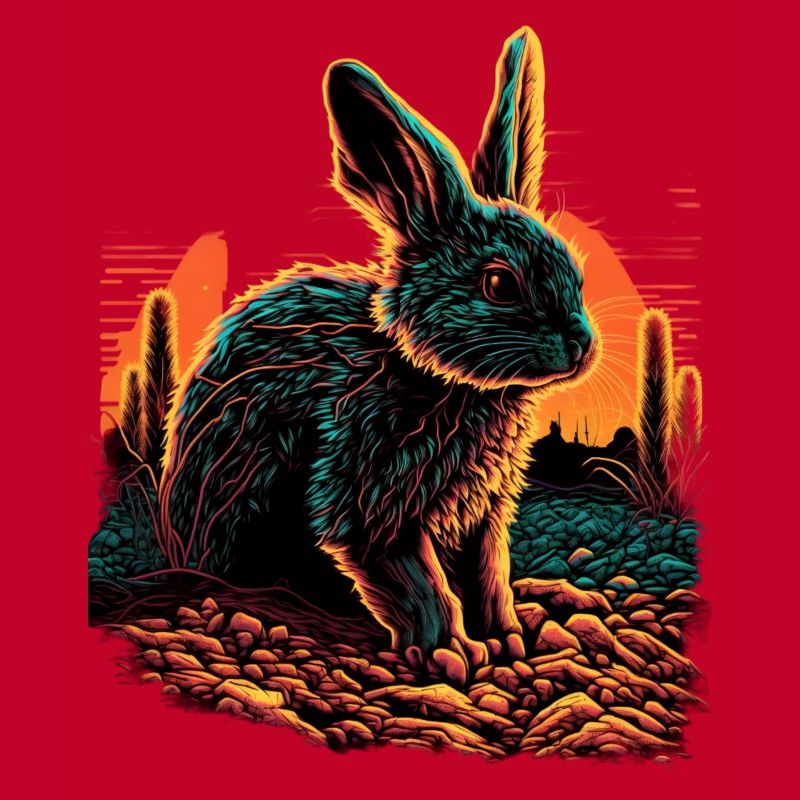 Rabbit Synthwave Sunset Gift