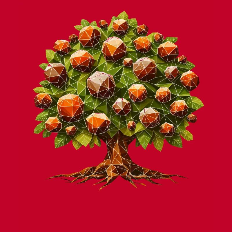 A deciduous chestnut tree in polygon style