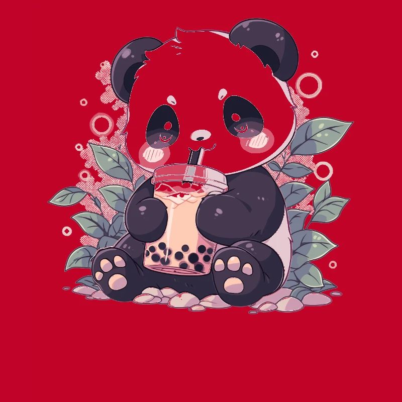 Kawaii Panda Drinks Boba Bubble Tea Chibi