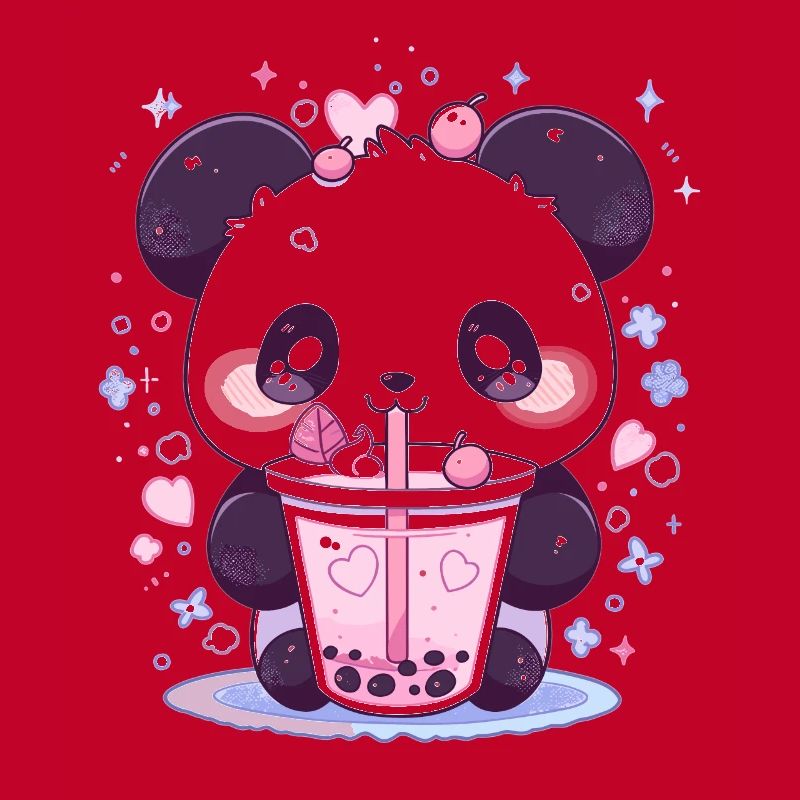 Kawaii Panda Drinks Boba Bubble Tea Chibi