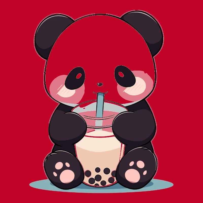 Kawaii Panda Drinks Boba Bubble Tea Chibi