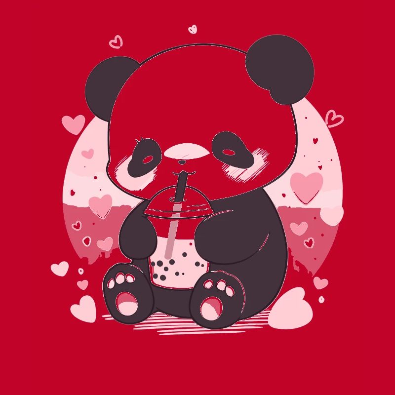 Kawaii Panda Drinks Boba Bubble Tea Chibi
