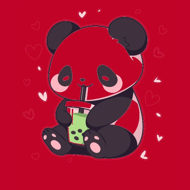 Kawaii Panda Drinks Boba Bubble Tea Chibi
