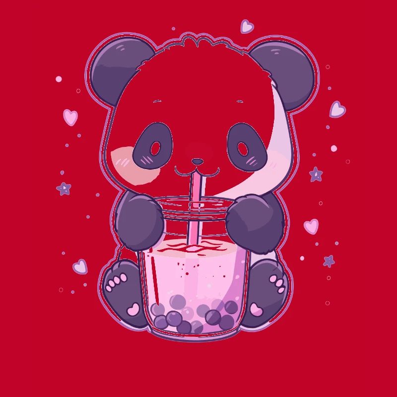 Kawaii Panda Drinks Boba Bubble Tea Chibi