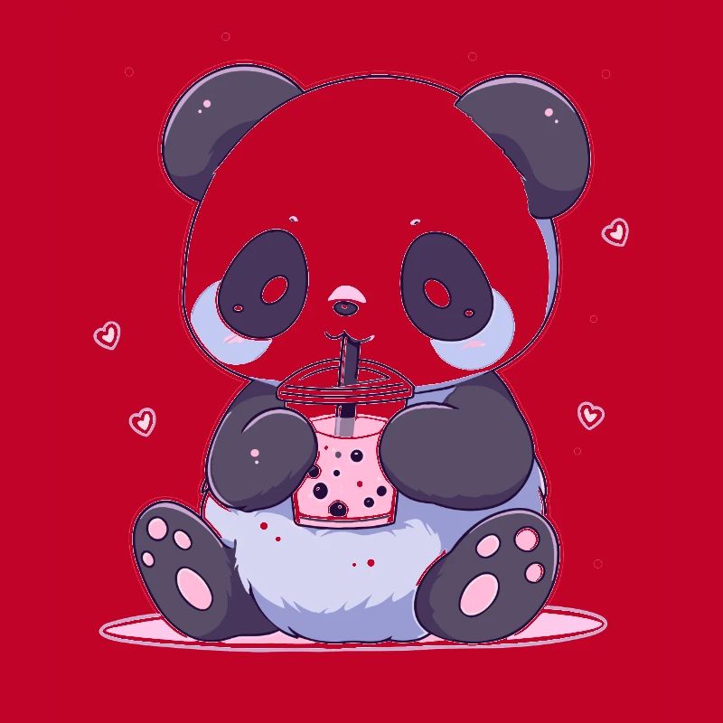 Kawaii Panda Drinks Boba Bubble Tea Chibi