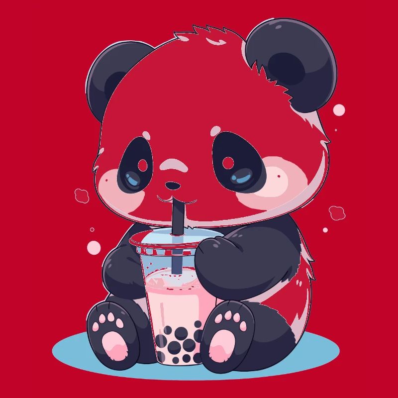 Kawaii Panda Drinks Boba Bubble Tea Chibi