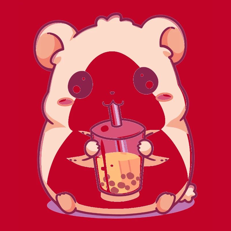 Kawaii Hamster Drinks Boba Bubble Tea Chibi