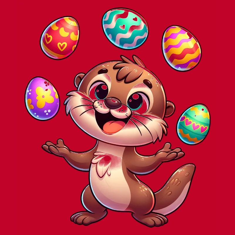 Easter Otter Juggling Easter Eggs,
