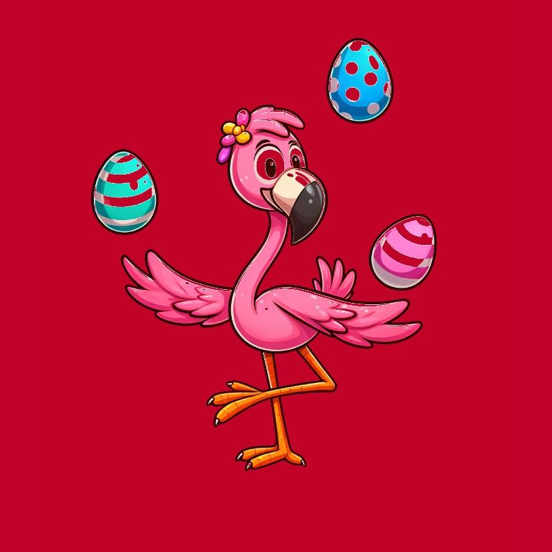 Flamingo Juggler with Easter Eggs Feast