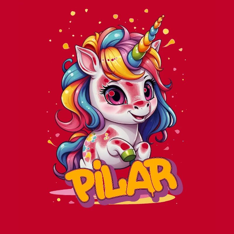 PILAR - Schöner Mädchen Name mit süßem Einhorn