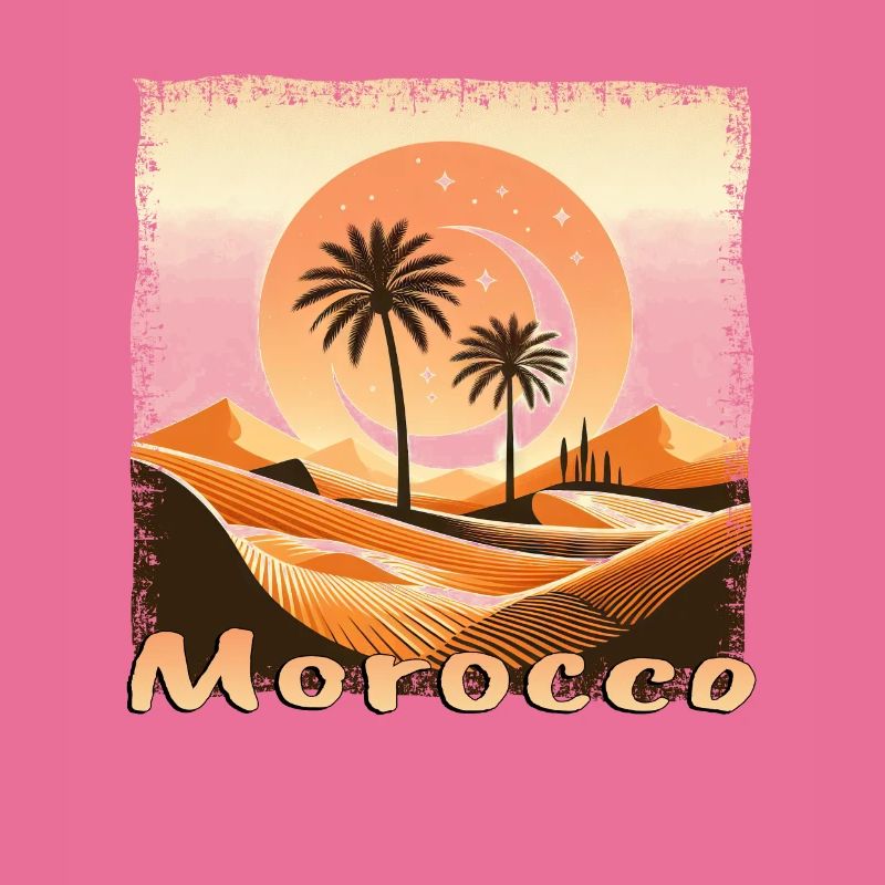 Morocco Sahara Sunset with Palm Tree