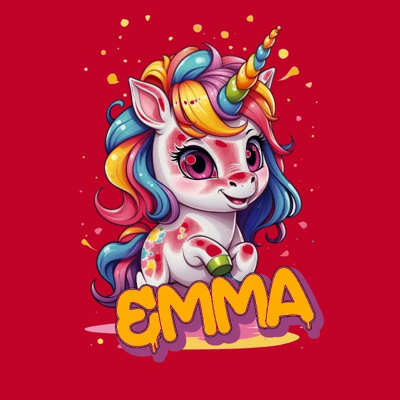 EMMA - Schöner Mädchen Name mit süßem Einhorn
