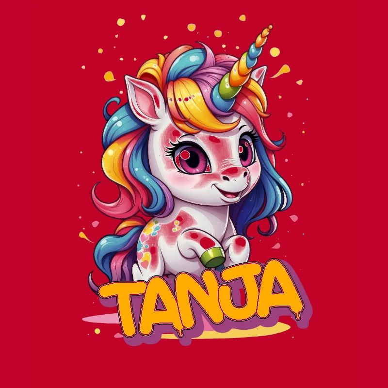 TANJA - Schöner Mädchen Name mit süßem Einhorn