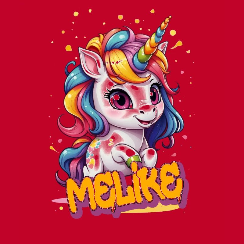 MELIKE - Schöner Mädchen Name mit süßem Einhorn