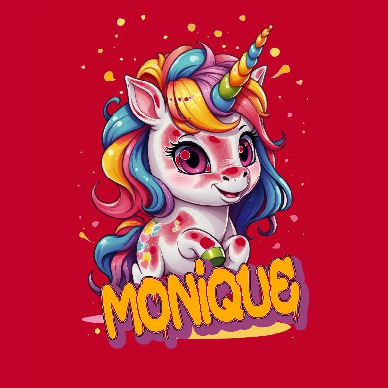MONIQUE - Schöner Mädchen Name mit süßem Einhorn