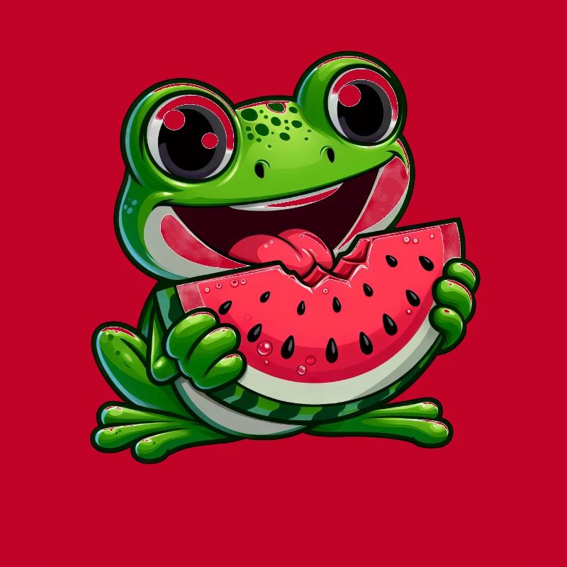 Grenouille Avec Pastèque Fruité Drôle