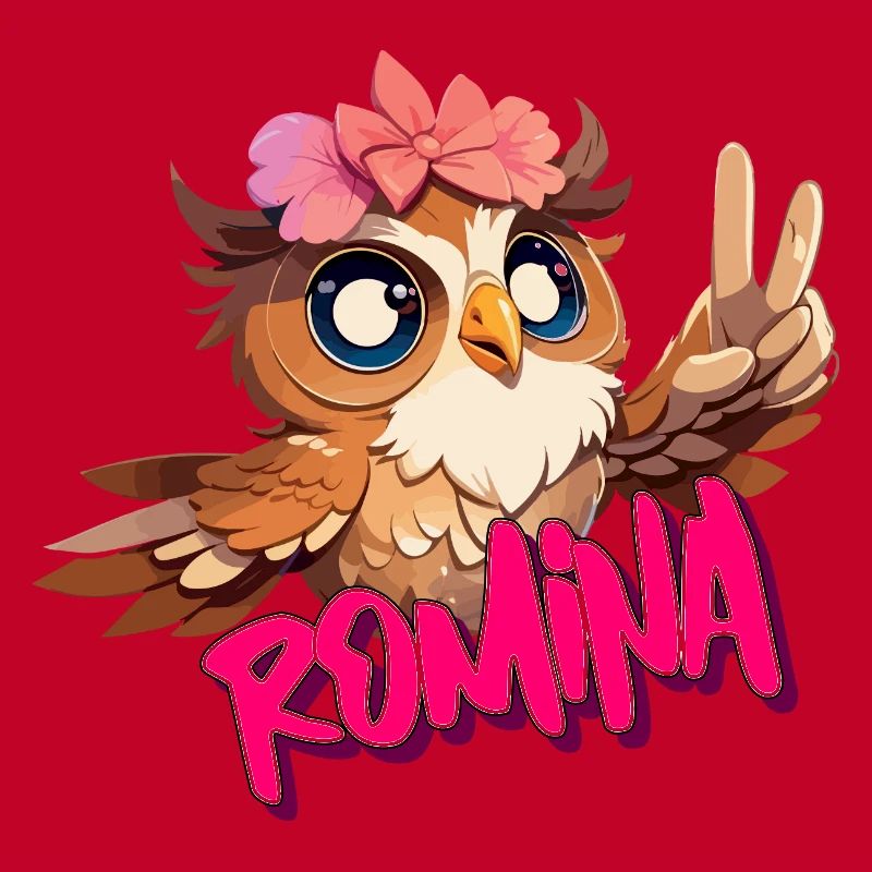 ROMINA - Schöner Mädchen Name mit süßer EULE
