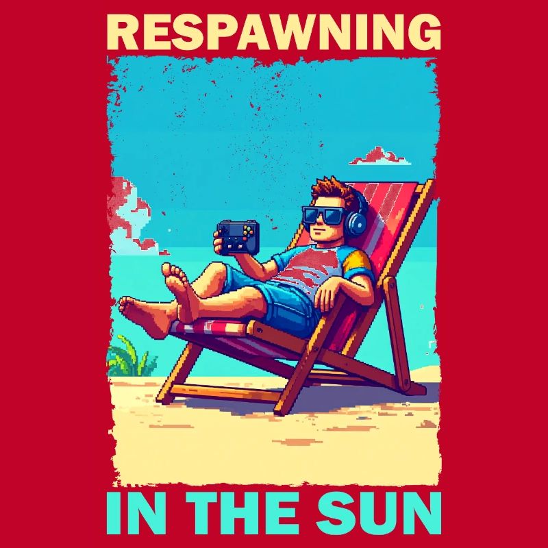 Pixelart Strandjugend mit Gaming-Elementen